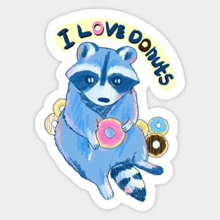 Little racoon loves donuts Sticker